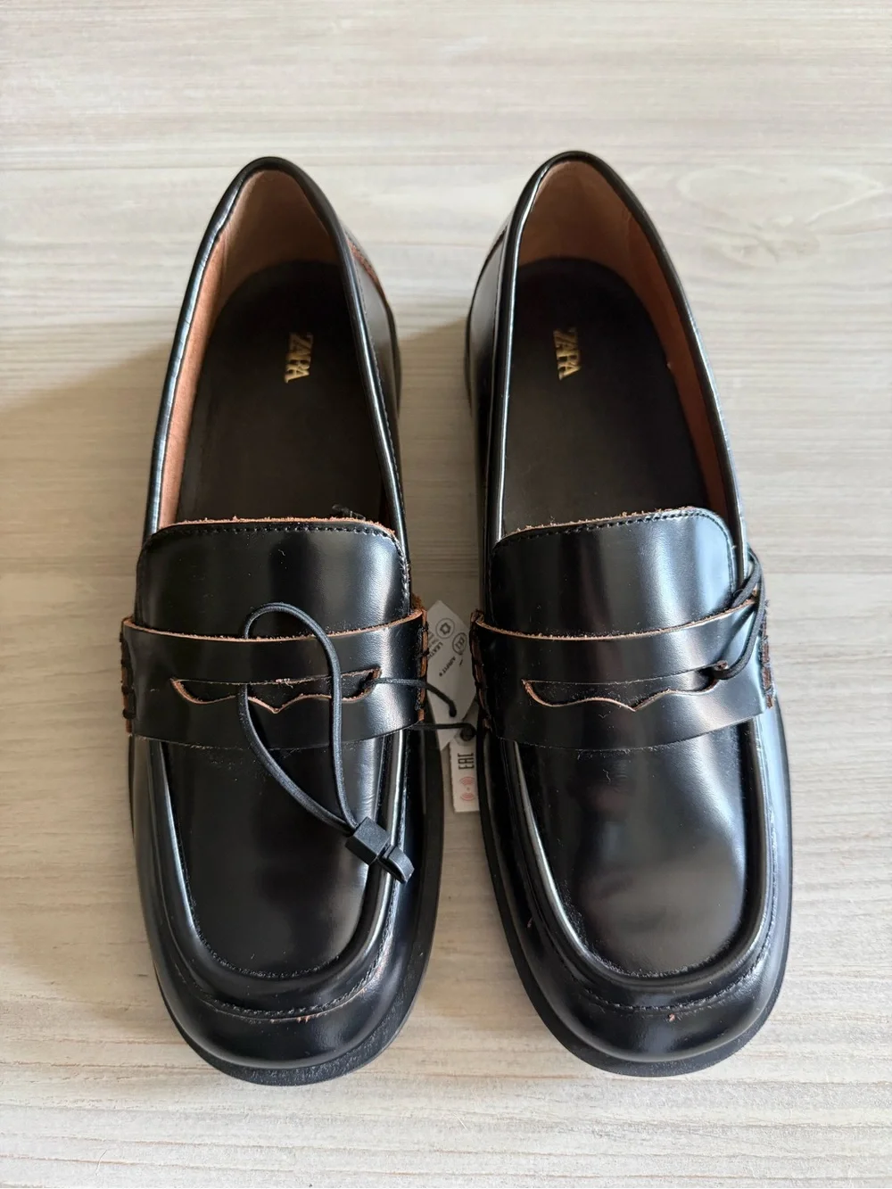 Zara Contrasting Leather Loafers NWT